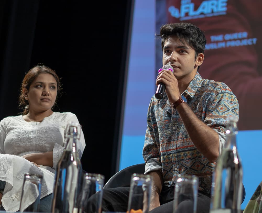 Panel discussion during Five Films for Freedom event (credit TQMP), March 2022. Photo: The Queer Muslim Project Panel discussion during Five Films for Freedom event (credit TQMP), March 2022. Photo: The Queer Muslim Project