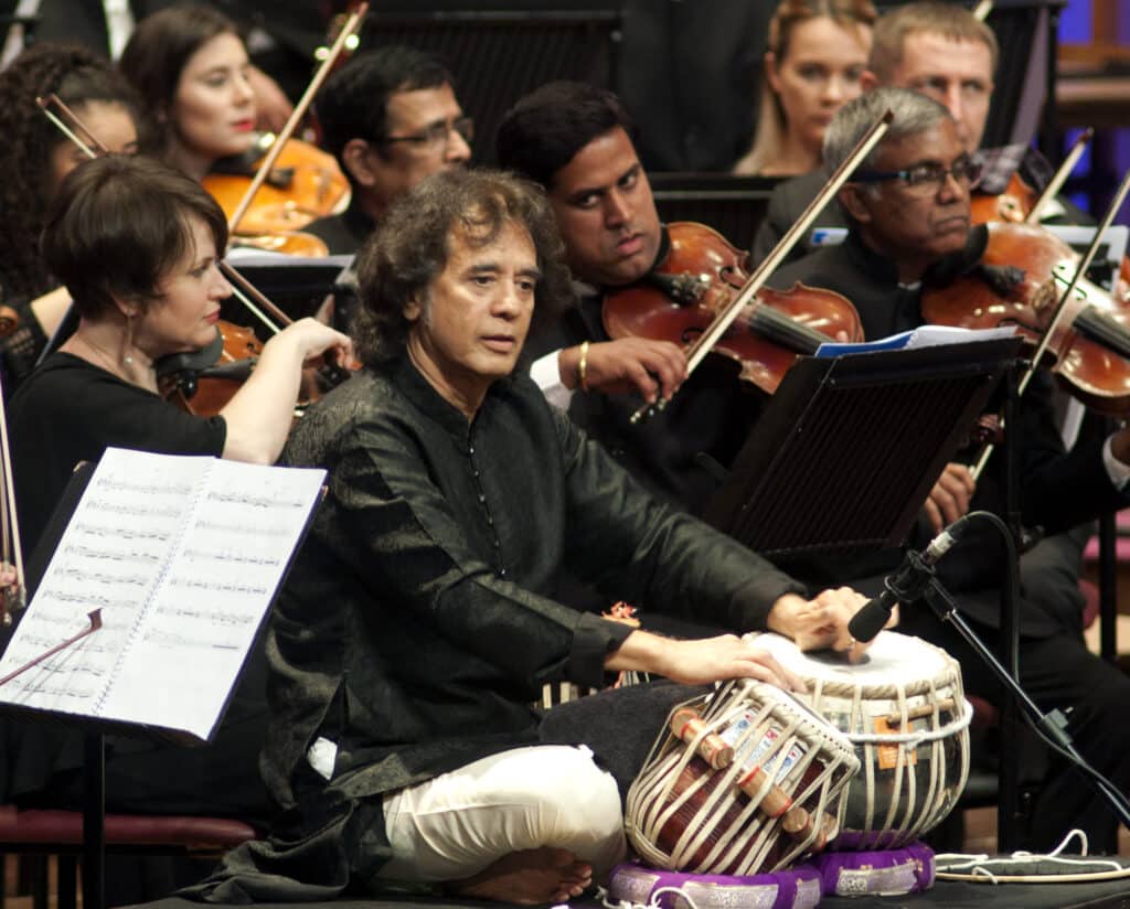 Tabla player Zakir Hussain performs at a concert during the Symphony Orchestra of India Spring 2020 Season, at the National Centre for the Performing Arts' Jamshed Bhabha Theatre. Photo: Narendra Dangiya / NCPA Tabla player Zakir Hussain performs at a concert during the Symphony Orchestra of India Spring 2020 Season, at the National Centre for the Performing Arts' Jamshed Bhabha Theatre. Photo: Narendra Dangiya / NCPA
